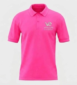 Voxstyle Enterprises Men's Breathable <b>Pink</b> Short Sleeve Pique for <b>Shirt</b> Casual Solid Color Plus Size Knitted Cotton Bamboo - Product Image 3