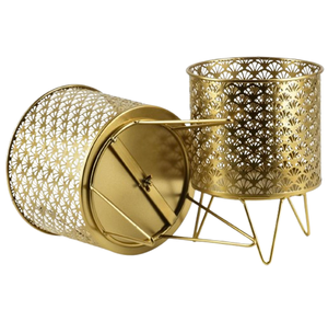 Macetas Metálicas con Diseño de Hojas Grabadas para Decoración del Hogar y Jardín - Product Image 3