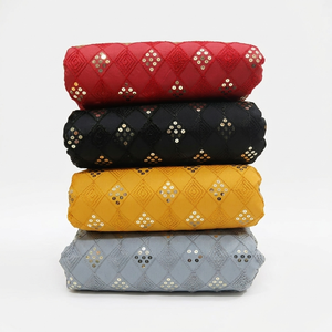Tela Brocada Étnica con Lentejuelas Cruzadas y Bordados, Material para Vestidos 100% Algodón Resistente a la Abrasión para Venta al Por Mayor OEM - Product Image 1