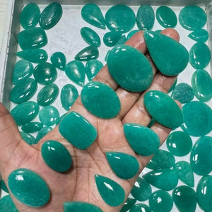 อเมซอนไนต์ธรรมชาติทรงหลังเบี้ย คุณภาพสูง สีฟ้าอมเขียว พลอยขัดเงา สำหรับทำเครื่องประดับ อเมซอนไนต์ - Product Image 1