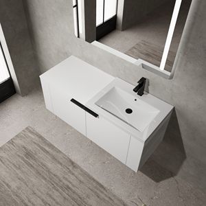 Mobile Bagno Moderno Bianco da 48 Pollici con Lavabo Integrato, Ampio Spazio, Set Completo - Product Image 4