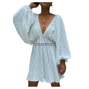 Vestidos de fiesta con cuello en V profundo y mangas abullonadas para mujer, estilo europeo y americano, novedad 2026, sexy, adelgazante, para discoteca, con temperamento y escote pronunciado. - Product Image 3