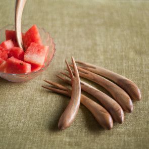 Ensemble d'ustensiles en bois faits à la main avec cuillère ajourée, louche à soupe et cuillère à glace pour la cuisine domestique - Product Image 6