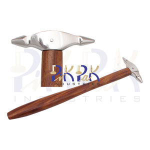 Mini-tête de marteau à embosser 65 mm, faces de 4 mm/6 mm, manche en bois, outils de fabrication de bijoux, outils de travail des métaux, DIY, OEM - Product Image 1