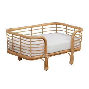 Canapé-lit de luxe en rotin massif pour chat et chien, panier-lit surélevé en osier durable pour la décoration intérieure - Product Image 4
