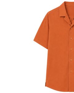 Chemise Homme Col Cubain Orange Décontractée Manches Courtes Été Oversize Streetwear Tendance Plage Boutonnée Haut de Gamme - Product Image 3