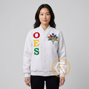 Chaqueta Universitaria Personalizada Eastern Star de Satén y Forro Polar Bordado OES, Transpirable, de Secado Rápido, con Exterior de Seda y Relleno 100% Poliéster - Product Image 4