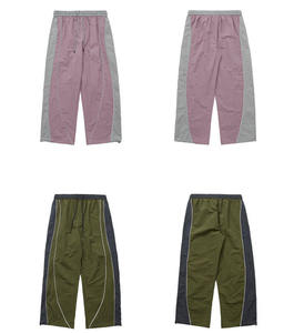 Men's Streetwear Baggy <b>Nylon</b> <b>Track</b> <b>Pants</b> Color Block Hip Hop Loose Joggers Windbreaker Trousers with Reflective Piping Detail - Product Image 2