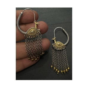 OM Fashion Studio Plata alemana Aspecto tradicional Perlas colgantes Suministro a granel Listo Exportación Navaratri Pendientes oxidados especiales - Product Image 5