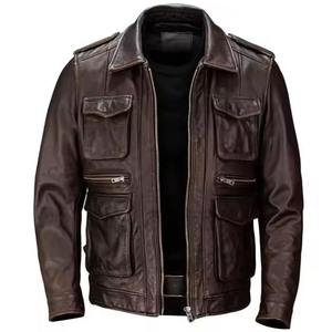 Blouson aviateur en cuir classique à prix d'usine, blouson aviateur en cuir pour hommes, prêt à être expédié pour les acheteurs en gros - Product Image 2