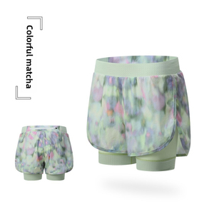 Shorts Deportivos de Cintura Alta para Mujer, Pantalones de Yoga y Running, Talla XL, Spandex, Estampado Colorido, Conjunto Deportivo de Dos Piezas - Product Image 1