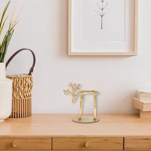 Escultura Metálica de Lujo Hecha a Mano, Decoración Contemporánea para el Hogar, Arte de Pared, Figura de Reno de Latón Chapado en Oro, 8.07 Pulgadas de Alto - Product Image 3