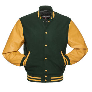 Veste classique pour homme en laine rouge avec manches en cuir blanc, style Letterman, manches longues. - Product Image 6