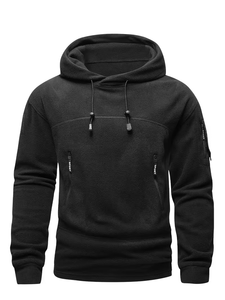 Men's Fleece Sweater Pullover Hoodie with Drawstring Long-Sleeved 100% Cotton Pocket Eco-Friendly Regular Fit for Autumn/Winter - Product Image 3
