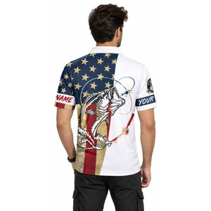 Polo de pêche pour homme avec drapeau américain, séchage rapide, protection UPF 50, impression par sublimation, nom personnalisé - Product Image 5