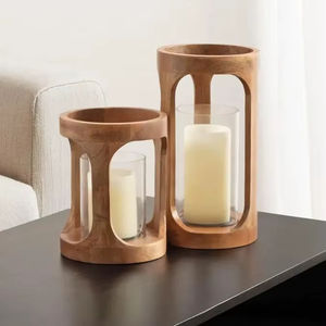 Décoration d'intérieur scandinave, porte-bougie de style nordique, décoration rustique de style farmhouse, décoration minimaliste moderne, décoration de table en bois - Product Image 1