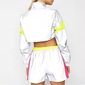 Ensemble décontracté d'été respirant pour femme : short et haut zippé à manches longues 100 % coton, au-dessus du genou, deux pièces 2026 - Product Image 6