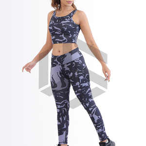 ชุดโยคะผู้หญิงลดราคาสุดฮอต ทนทาน ระบายอากาศได้ดี แห้งเร็ว ไร้ตะเข็บ ผลิตจากผ้าสแปนเด็กซ์และโพลีเอสเตอร์ ลายเรียบ เอวยางยืด ชุดแบบสองชิ้น - Product Image 3