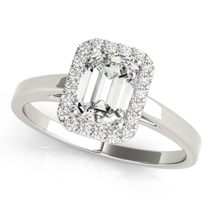 IGI Certified <b>Emerald</b> Cut Lab Grown Diamond Halo Bridal <b>Ring</b> Set 10K 14K 18K Gold 925 935 <b>Silver</b> Fine Jewelry - Product Image 3
