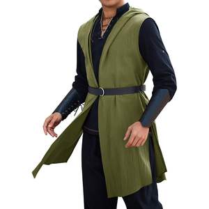 2025 Men's <b>Renaissance</b> Costume Hooded Surcoat Medieval Knight Sleeveless Tunic <b>Tops</b> Tabard Viking Women's Blouses Shirts - Product Image 3