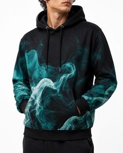 Sudadera con Capucha para Hombre, Estampado Teal Smoke, Corte Regular, Casual, Bolsillo Frontal, Impresión por Sublimación, Poliéster, Raglán - Product Image 3