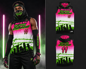The Wrong Neighborhood - Camiseta sin mangas con capucha para hombre, para juego 7v7, sublimada, de secado rápido, corte atlético, talla 11 - Product Image 1