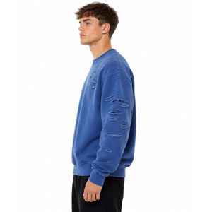 Sweat-shirt à col rond en molleton de coton épais pour homme, écologique, imprimé graphique, design personnalisé, fabricant en gros - Product Image 4