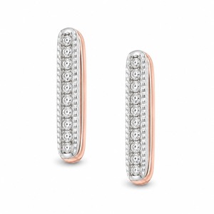 Pendientes Colgantes Roy Diamond Chapados en Oro Rosa de 18K con Diamantes de Corte Brillante Certificados por IGI y Engaste de Canal de Lujo - Product Image 1