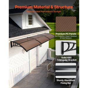 Tenda da Sole per Porta d'Ingresso 38 X 117 con Staffa in ABS Rivestito per Protezione da Pioggia, Neve e Sole - Product Image 4