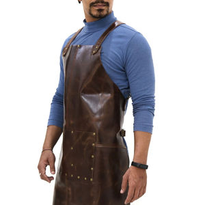 Delantal de Soldador de Cuero PU Personalizado 2026, Color Marrón, Delantal de Trabajo de Cuero Suave de Alta Calidad para Hombre, Hecho en Pakistán - Product Image 6