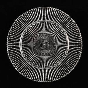 Assiette de présentation en verre transparent doré de 13 pouces, motif à pois, style moderne, pour mariage occidental, décorations, assiettes de service en verre pour fruits - Product Image 3