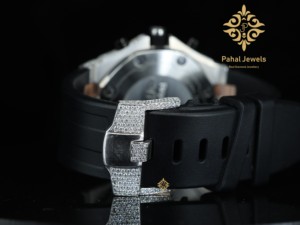 Reloj Cronógrafo Pahal Jewels con Incrustaciones de Diamantes, Caja de Acero Inoxidable de 40 mm, Correa de Acero Inoxidable/Moissanita, Analógico, Estilo Moderno - Product Image 5