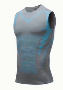 Men Knitted <b>Compression</b> Tank Top Gradient Color Quick Dry O-Neck Sleeveless Sports <b>Vest</b> Gym Workout Base Layer - Product Image 4