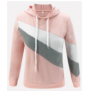 New Arrival Women's Hoodie Plus Size Fashion Color <b>Block</b> Drawstring Autumn Season Embroidered Collar Women's Polyester Cotton - Product Image 1