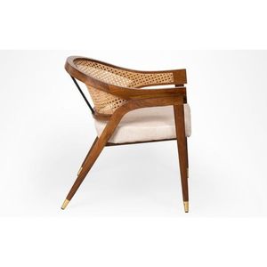 Solid Wood Ivoa Midcentury Modern <b>Dining</b> <b>Chair</b> Linen Rope Seat Curved Back <b>Dining</b> Seating for Home Apartment - Product Image 4