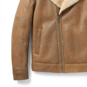 Super Quality Top Rated Men's <b>Shearling</b> Leather Winter <b>Jacket</b> Plus Size Biker Faux Fur <b>Bomber</b> <b>Jacket</b> Wholesale OEM Custom - Product Image 4