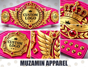 Custom Championship <b>Belt</b> Gold Metal Plates Red Gemstones Leather Strap Personalized Logo Wrestling Boxing Award <b>Belt</b> Manufacture - Product Image 2