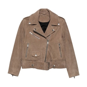 แจ็กเก็ตหนังนิ่มผู้หญิง, แจ็กเก็ตหนังกลับสไตล์คลาสสิกน้ำหนักเบาแจ็กเก็ตหนังคาวเกิร์ลใส่สบาย - Product Image 6