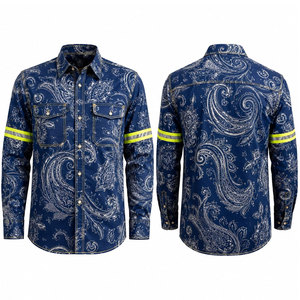ZX OEM Men's <b>Welding</b> Work Fr Flame Retardants <b>Shirts</b> Welder Clothing 100% Cotton Frc Western Long Sleeve Fire Resistant <b>Shirts</b> - Product Image 1