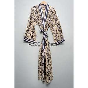 Bata Kimono de Algodón 100% para Mujer, Talla Única, con Forro y Tira Frontal, Elegante y Romántica, Ropa de Dormir - Product Image 3