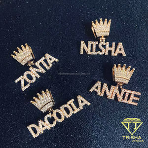 Hip Hop Moissanite Crown <b>Name</b> Pendant Necklace Custom Personalized Gold Color Jewelry Luxury <b>Chain</b> Necklace For Men Women - Product Image 1