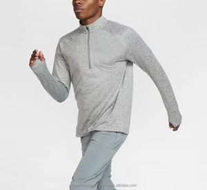 Custom Logo 4 Way Stretch Soft Gym Sportswear T-<b>Shirts</b> Men's Lightweight Quarter <b>Zip</b> Pullover Jersey 100% Cotton Eco-Friendly - Product Image 3