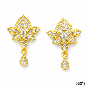 ต่างหูแบบติดหูทรง Asscher ประดับคริสตัลและเพชรเทียมสีทอง ดีไซน์ดั้งเดิมจาก MOLL JEWELLERS เหมาะสำหรับงานปาร์ตี้สำหรับผู้หญิง - Product Image 2