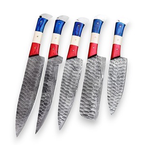 Hammered Blade Damascus Steel Industrial Grade Hand Forged Eco-Friendly Chef <b>Set</b> Ergonomic Durable Full Tang Professional Wood - Product Image 1