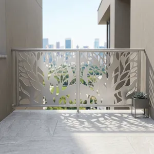 Panneau décoratif moderne en métal blanc pour balustrade de balcon, motif branche d'arbre découpé au laser, résistant à l'eau et à la rouille, pour escalier et extérieur de maison - Product Image 4