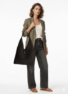 Sac fourre-tout en crochet écologique, style bohème uni, ouverture supérieure, doublure en coton, toutes saisons, sac à main de plage pour femme, taille personnalisée - Product Image 5