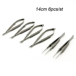 Ensemble d'instruments de microchirurgie manuels de 14 cm, 6 pièces : Ciseaux, Pince porte-aiguille, Pince à dents pour plateforme, pour la chirurgie générale - Product Image 5