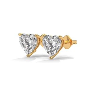 Pendientes de Botón Clásicos de Lujo con Corazón de Plata de Ley S925, Certificados por IGI, Chapados en Oro, con Moissanita de 1CT VVS Color D para Hombre y Mujer - Product Image 1