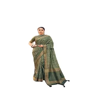 Venta caliente boda y Festival Wear Ladies Saree Del Proveedor Indio y Exportador indio sexy Sari blusa