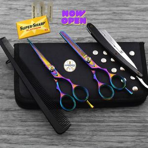 Juego de Tijeras Profesionales de Acero Inoxidable 5.5 Beauty para Peinar, Cortar y Entresacar el Cabello, con Cuchilla de Afeitar - Product Image 1